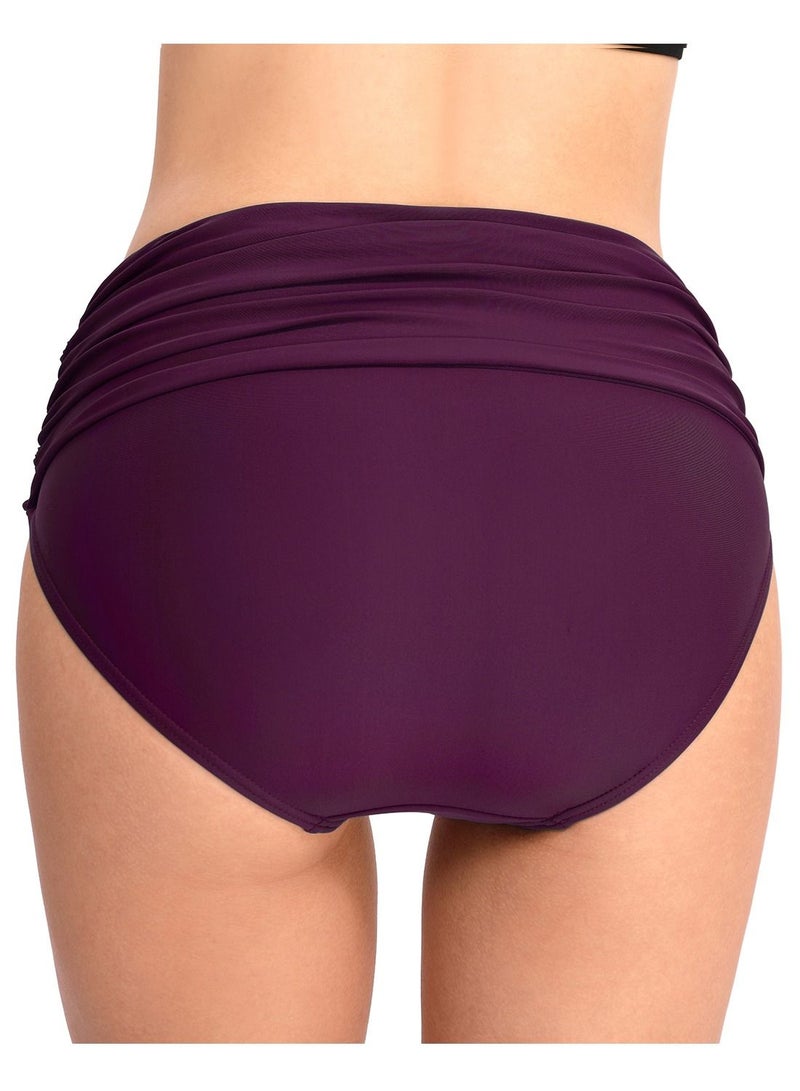 Loquat Solid Color Plunge Bikini Bottom Purple  - Image 2