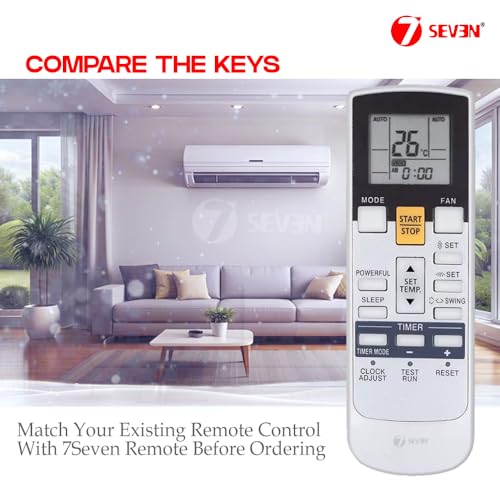 7-Seven 7SEVEN® Compatible with O General AC Remote AR-RAJ1E Model 107A Suitable Only for ASGG18LFCD ASGG24LFCD ASGG30LFCD Split Air Conditioner Model of Ogeneral - Match Keys Exactly with Existing Remote - Image 3