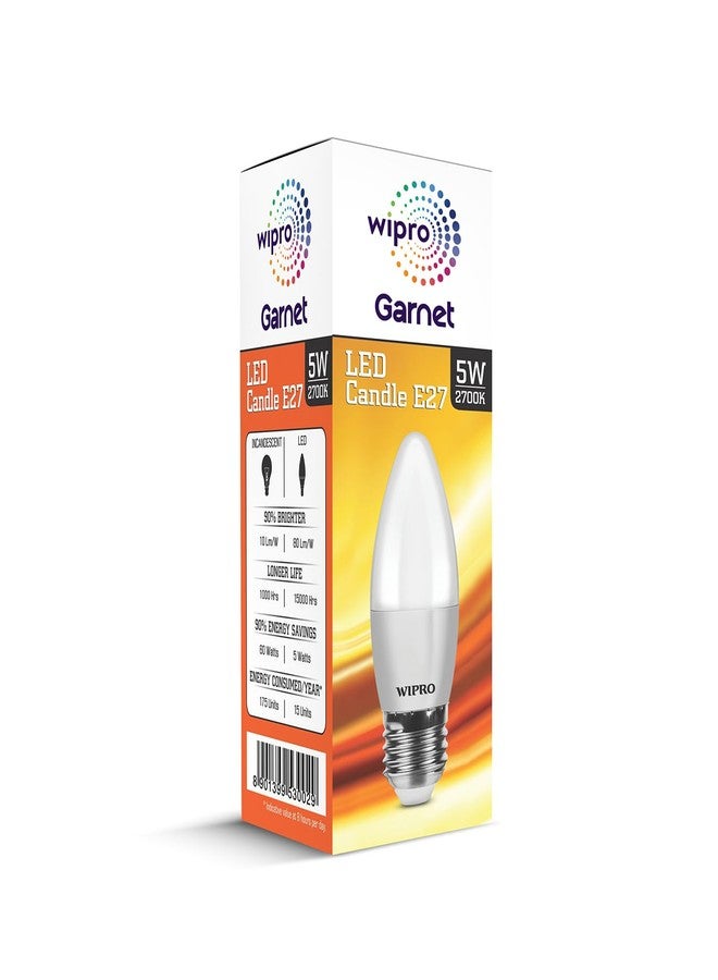 Wipro Garnet 5 W E27 Base Frosted Candle LED Bulb | Warm White (2700K) | Pack of 2 | Clear optics for sparkling effect | LED Filament Bulb for Home, office, chandellior, decorative lamp shade - Image 4
