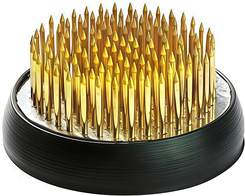 Eggone Brass Pin Floral Frog Ikebana Kenzan Flower Arranger Holder with Lead Base Rubber (1.97inch/50mm) - Image 1