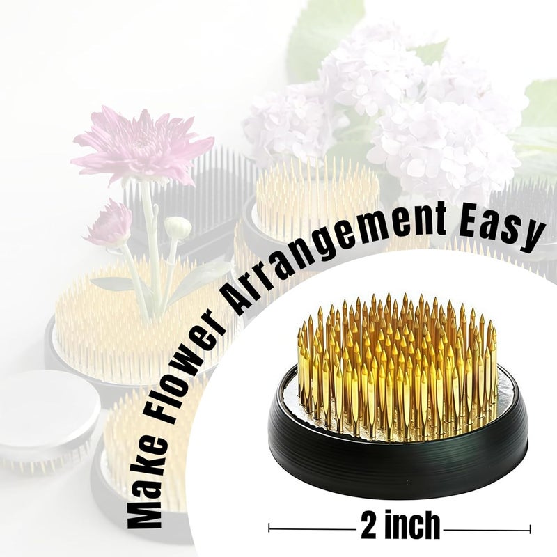Eggone Brass Pin Floral Frog Ikebana Kenzan Flower Arranger Holder with Lead Base Rubber (1.97inch/50mm) - Image 5