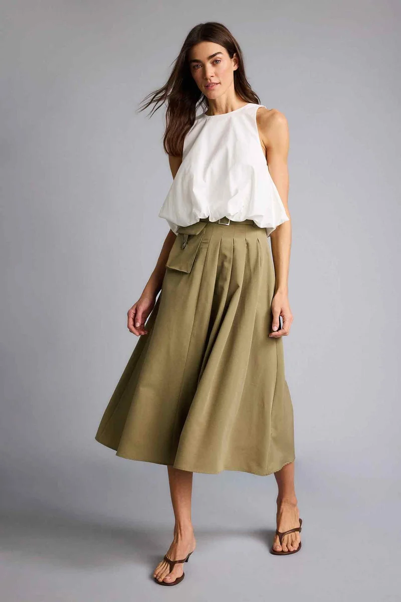 ديفاكتو A Cut Normal Waist Midi Skirt