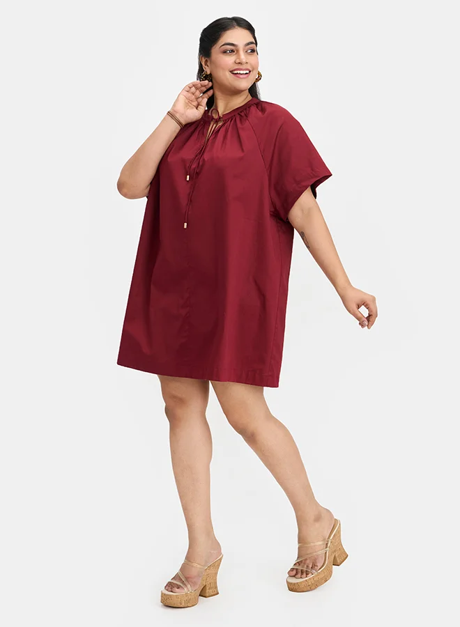 Virgio VIRGIO 100% Cotton Tie-Up A-Line Dress