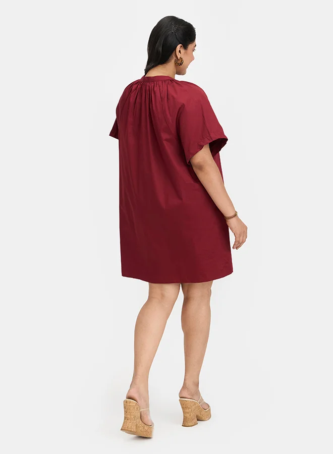 Virgio VIRGIO 100% Cotton Tie-Up A-Line Dress