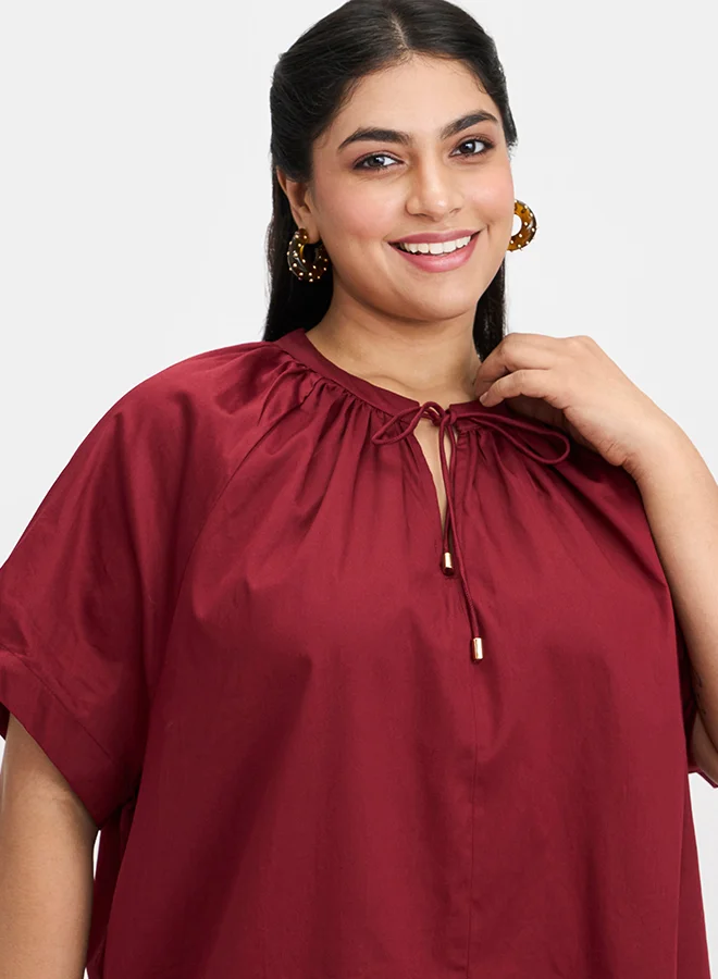 Virgio VIRGIO 100% Cotton Tie-Up A-Line Dress