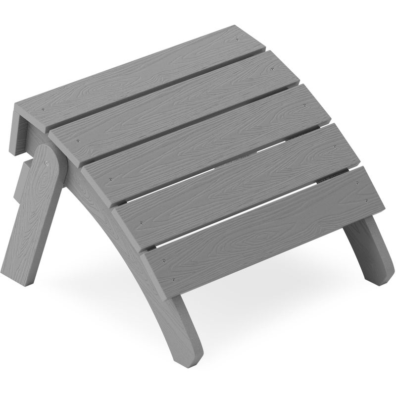 YEFU Adirondack Ottoman, Patio Foot Rest, Adirondack Foot Rest, Folding Adirondack Footstool, Weather Resistant for Adirondack Chair, Widely Used for Outdoor, Porch, Backyard, Garden, Fire Pits-Grey - Image 1