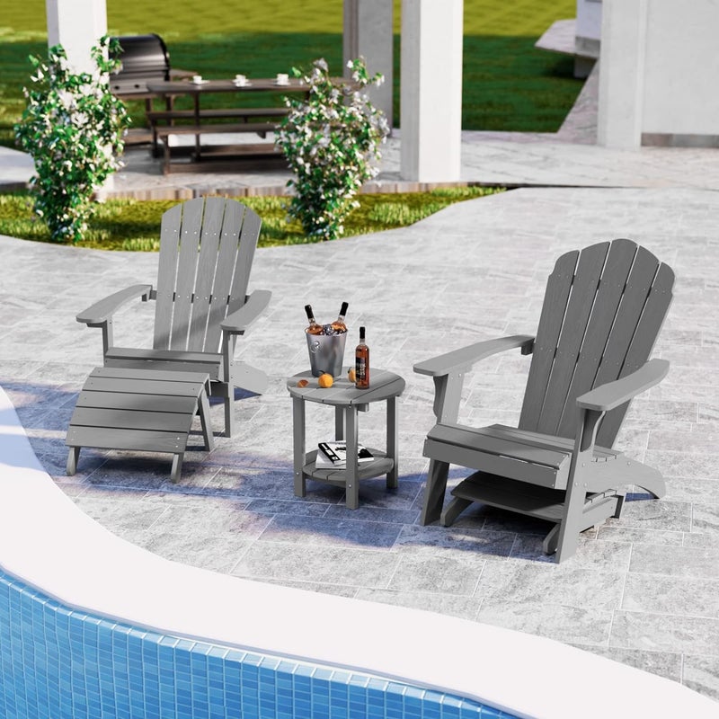 YEFU Adirondack Ottoman, Patio Foot Rest, Adirondack Foot Rest, Folding Adirondack Footstool, Weather Resistant for Adirondack Chair, Widely Used for Outdoor, Porch, Backyard, Garden, Fire Pits-Grey - Image 3