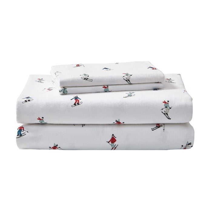 FULL SHEETS COTTON FLANNEL BEDDING SET BRUSHED FOR EXTRA SOFTNESS COZY HOME DECOR SKI SLOPE FULL