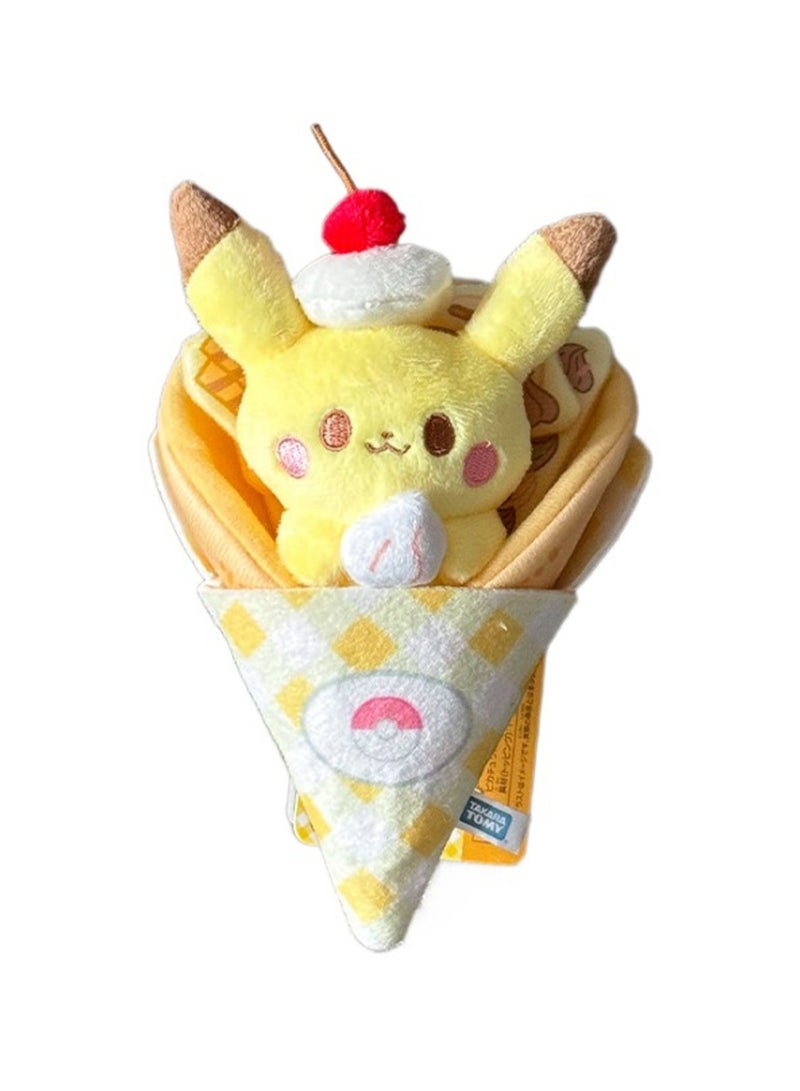 17cm Pikachu Crepe Shape Pendant Keychain Cute Plush Doll Bag Accessories Toy Keychain Boy Girl Gift  - Image 1
