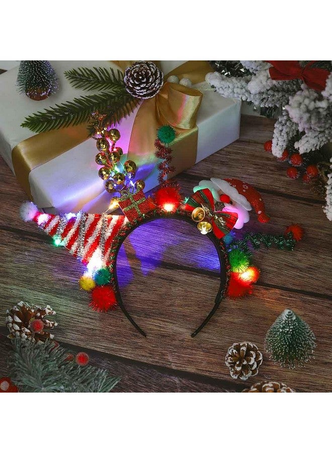ووي عصابة رأس عيد الميلاد المضيئة بمصابيح LED وقبعة سانتا وطوق شعر وأجراس وزي عيد الميلاد اللطيف وغطاء رأس رجل الثلج وغطاء رأس مضيء - Image 2