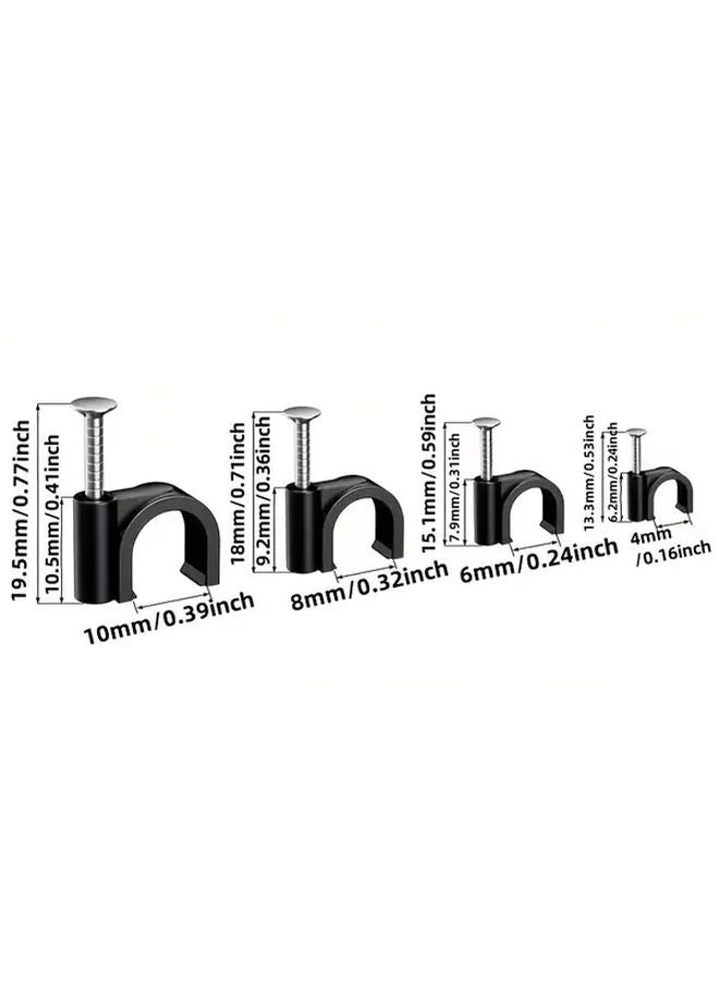 400PCS Black Cable Clips 4 6 8 10mm Wire Wall Clips With Steel Nails For RG6 RG59 CAT6 Ethernet Cables - Image 4