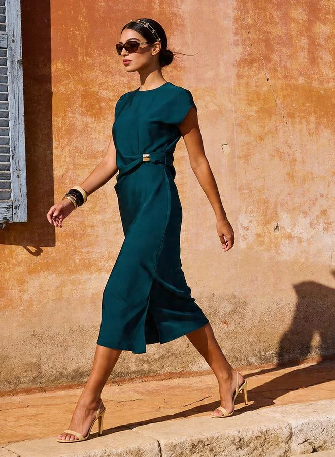 Iconic Iconic Midi Dress with Ruched Detail