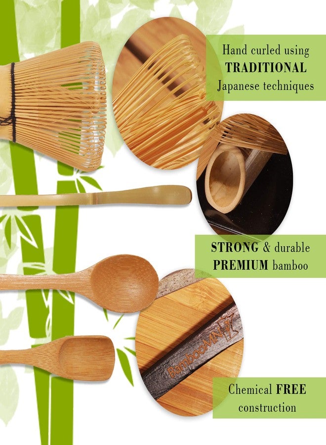 BambooMN Brand - Matcha Bowl Set (Includes Bowl, Rest, Tea Whisk, Chasaku, Tea Spoon & Tray) 1 Set White - Image 3