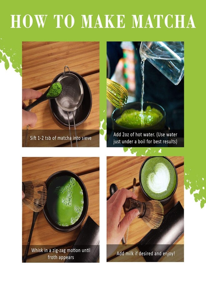 BambooMN Brand - Matcha Bowl Set (Includes Bowl, Rest, Tea Whisk, Chasaku, Tea Spoon & Tray) 1 Set White - Image 5