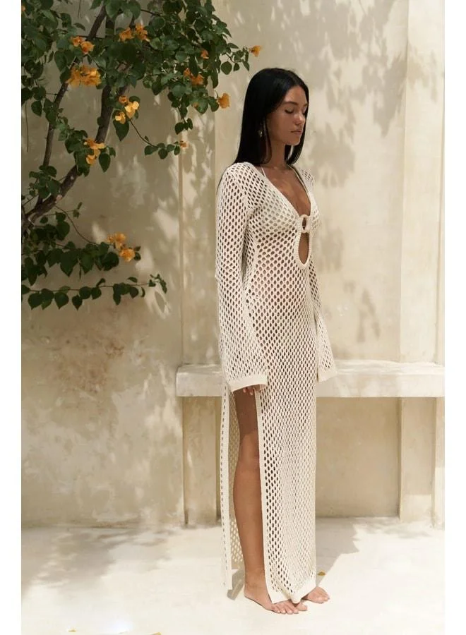 Bohemai  Seychelles Wooden Ring Detail Beige Knit Dress. for Women | Best Price UAE