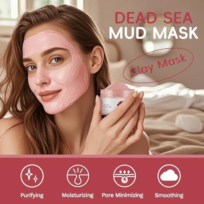 GUOYAOLIFU Clay face Masks Pomegranate Dead Sea Mud Facial Mask, Clay Masks with Kaolin Pink Clay Mud Mask, Deeping Cleansing Hydrating Oil Control, Pore Clays Minimizer Mask for All Skin Types - Image 3