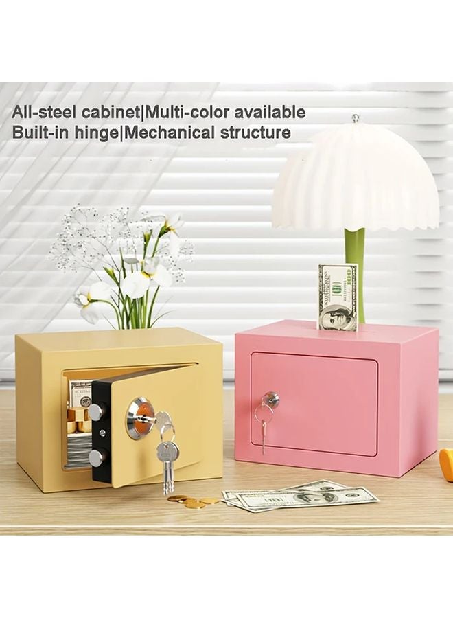 White Small Safe With Key Mini Steel Lockbox Secure Hidden Storage For Home Office - Image 3