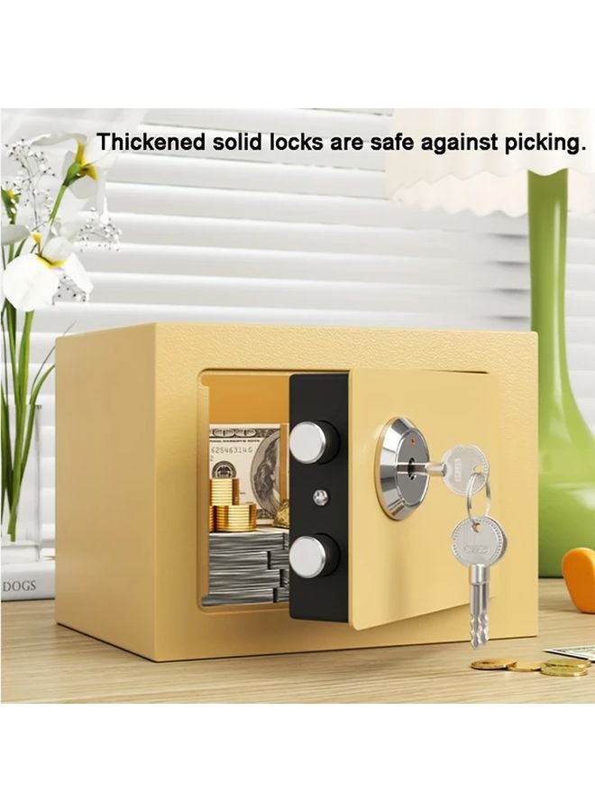 White Small Safe With Key Mini Steel Lockbox Secure Hidden Storage For Home Office - Image 4