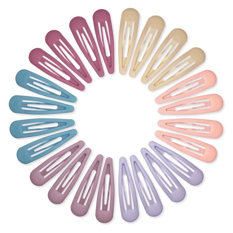 Cptots 24 PCS 2.36 In Metal Snap Hair Barrettes For Women Water Drop Shape Hair Clips For Thick Thin Fine Hair,Matte Pink Blue Purple Rose Red - Image 1