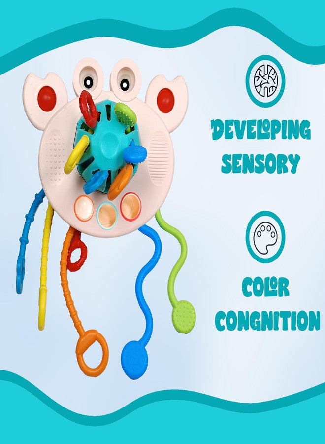 Kipa Gaming Interactive Silicone Pull String Learning Toy for Kids - Baby Sensory Travel and Teething Toys, Ideal for 6-12-18 Months Toddler Exploration (Crabby),Multicolor - Image 3