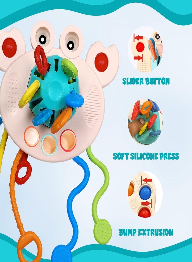 Kipa Gaming Interactive Silicone Pull String Learning Toy for Kids - Baby Sensory Travel and Teething Toys, Ideal for 6-12-18 Months Toddler Exploration (Crabby),Multicolor - Image 4