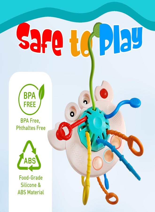 Kipa Gaming Interactive Silicone Pull String Learning Toy for Kids - Baby Sensory Travel and Teething Toys, Ideal for 6-12-18 Months Toddler Exploration (Crabby),Multicolor - Image 5