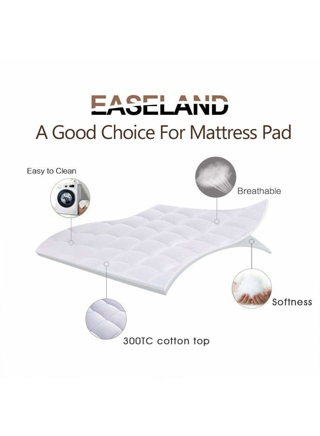 EASELAND RV King Mattress Pad Pillow Top Mattress Cover Quilted Fitted Mattress Protector Cotton Top 8-21" Deep Pocket Cooling Mattress Topper (72x80 Inches, White) - Image 2