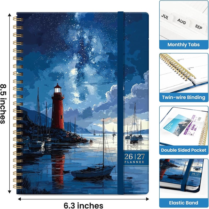 Taja Planner 2026–2027, Weekly & Monthly Academic Organizer for School Year, Jul 2026–Jun 2027, Hardcover Planner with Tabs, Back to School Essential, 6.3" x 8.5", Harbor Starlight - Image 4