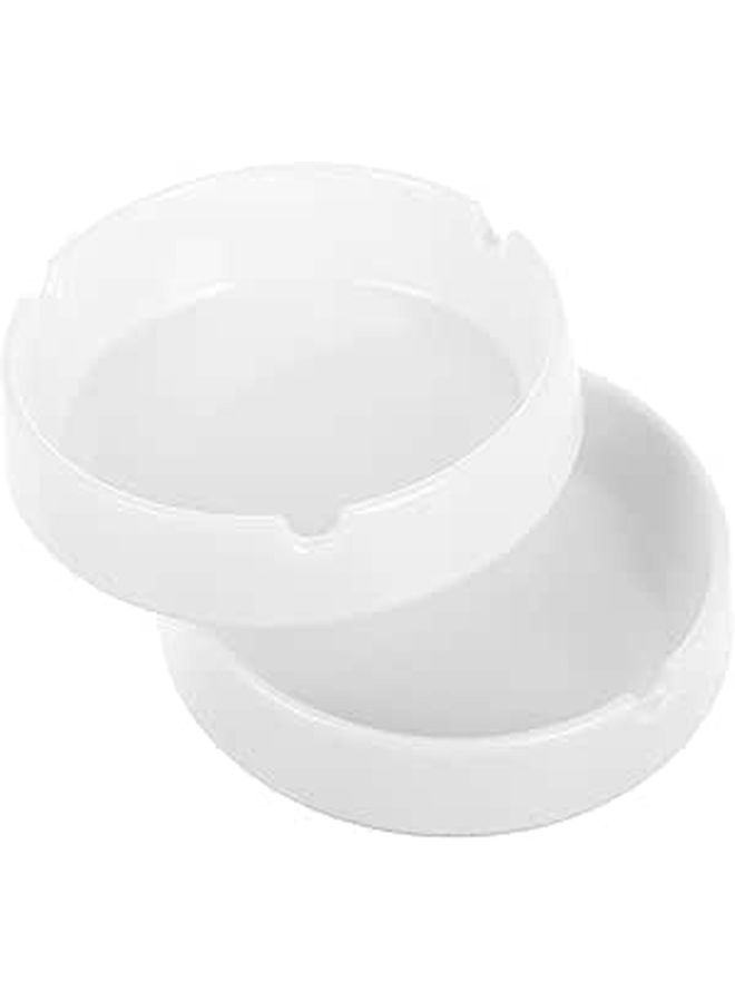2pc White Melamine Ashtrays Rotating Smoke Trays Indoor Outdoor Home Office Unbreakable - Image 1