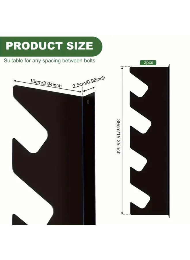 2pcs Heavy Duty Metal Garden Tool Holder Wall Mounted Garage Organizer 8 Holes - Image 1