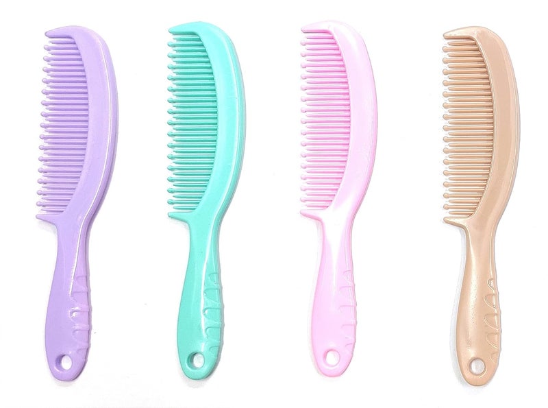 مشط بيبي بحواف دائرية من الخشب القيقب متعدد الألوان (مجموعة من 4)