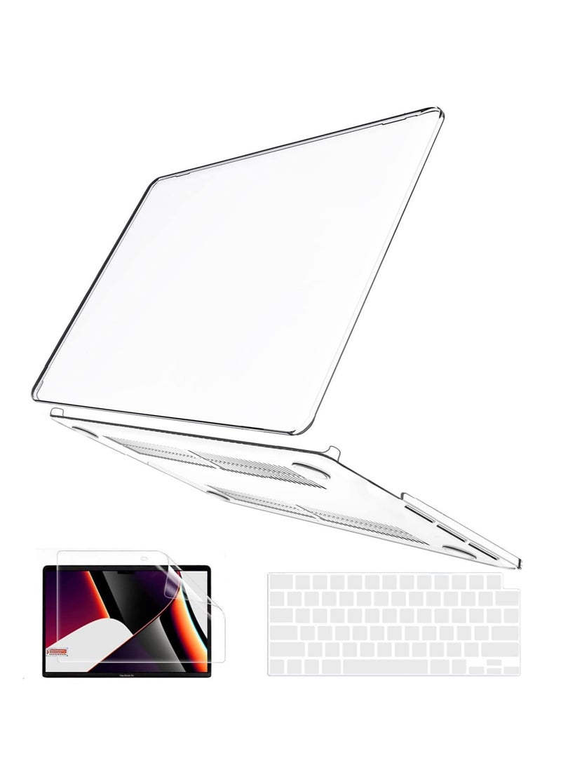 3 in 1 Rubberized Hard Case for MacBook Air 13.6 Inch 2022 M2 Chip A2681/2024 M3 Chip A3113/2025 M4 Chip A3240, Matte Hard Shell Cover & Keyboard Cover & Screen Protector, Frosted  Clear  - Image 1