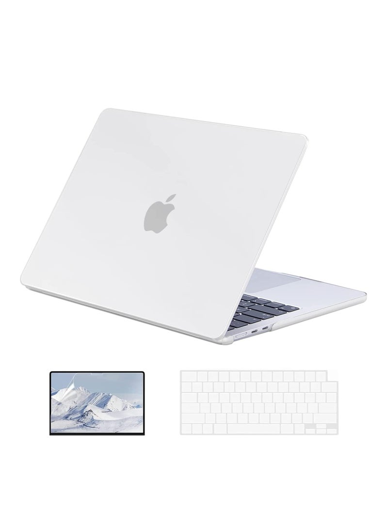 3 in 1 Rubberized Hard Case for MacBook Air 13.6 Inch 2022 M2 Chip A2681/2024 M3 Chip A3113/2025 M4 Chip A3240, Matte Hard Shell Cover & Keyboard Cover & Screen Protector, Frosted  Clear  - Image 2