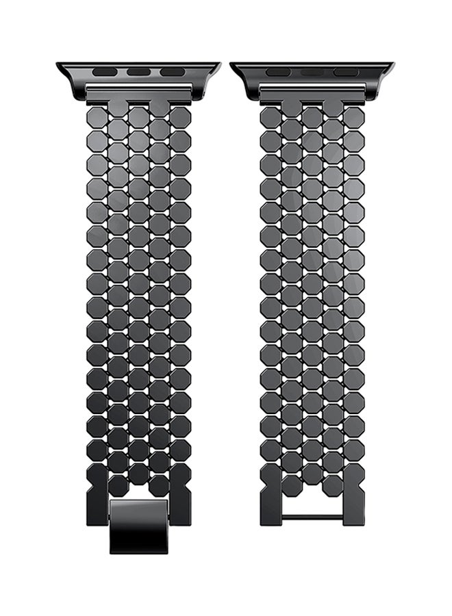 ISank Honeycomb Style Replacement Strap For Apple Watch Series 3/2/1 Black - Image 2