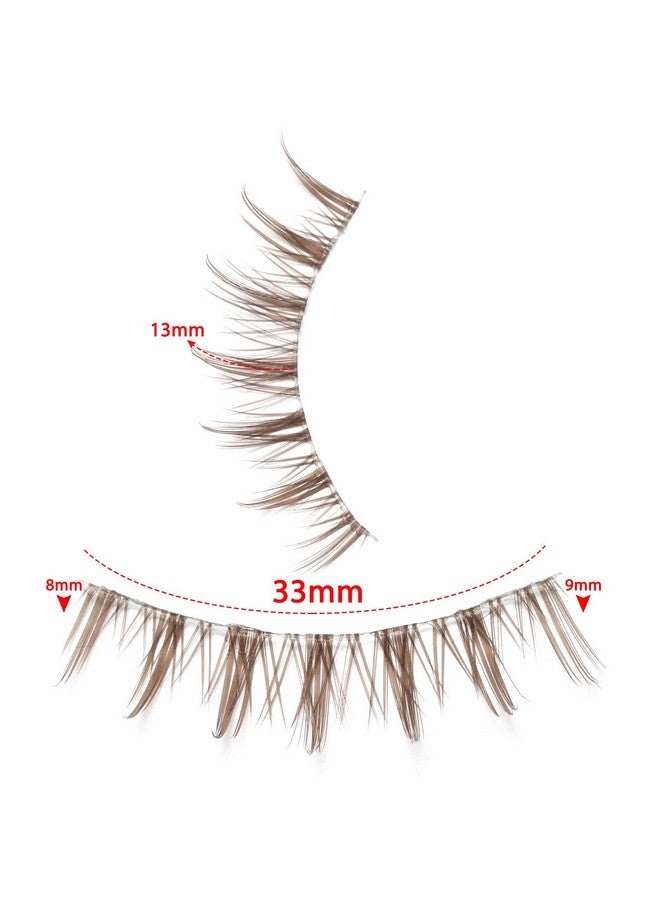 Outopen 10 Pairs Brown Lashes Clear Band Brown Manga Lashes Japanese Anime Cosplay Brown Eyelashes Asian False Eyelashes Natural Look Like Individual Clusters (A06-Brown Manga Lashes 8-13Mm) - Image 1