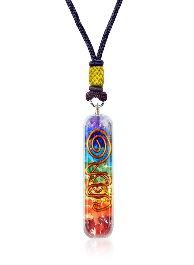 Orgonite Crystal Handmade Seven Chakra Pendant with Adjustable Cord - Orgone Healing Stone Necklace for Spiritual Balance, Meditation, Yoga, Reiki, Gift for Men and Women - Image 1