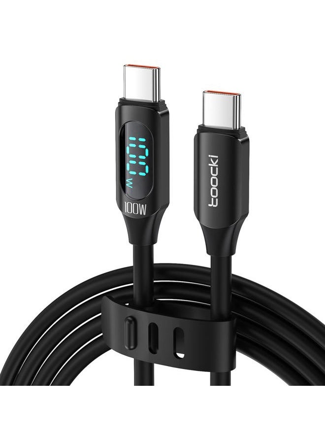 toocki 6.6FT 100W USB C to USB C Cable 5A USB 2.0 USB C Cable Silicone Type C Charging Cable with LED Display 6ft Fast Charge Cable for iPad Pro 11" 13" iPad Air 11" 13 "  - Image 1