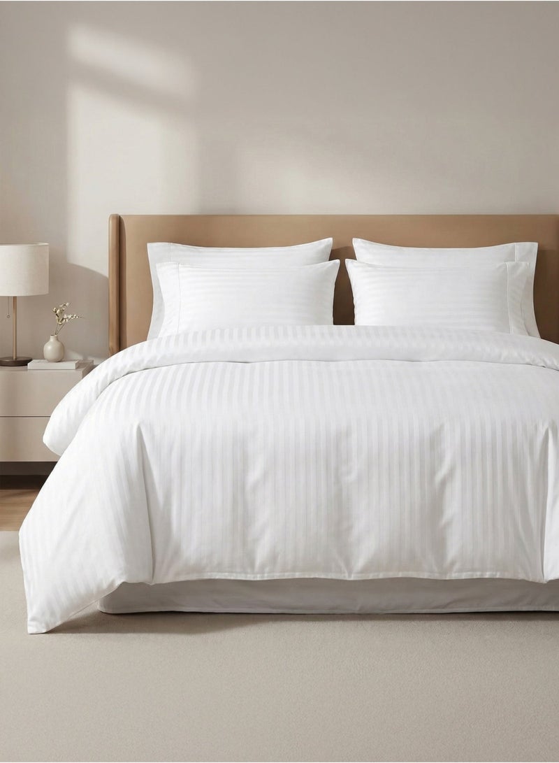 Good Sleep duvet cover set 6-piece - fits king & queen beds | bedsheets set with fitted sheet & pillow covers | Premium striped bedding, ultra-soft & wrinkle-free | white | made in dubai - Image 2