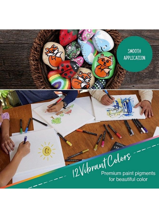 Crafts 4 ALL - Acrylic Paint Markers Set 12 Broad Tip  Tip Acrylic Paint Pens For Rock Painting Glass Wood Canvas And Fabric Non Toxic Permanent Acrylic Markers For Pumpkin Painting Kit - Image 1