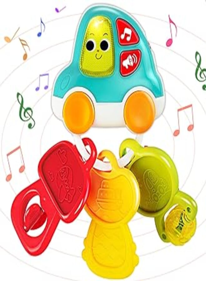 Baby Toys 9-12 Months Baby Musical Toys Rattle Infant Toy for Toddler My First Car Keychain Light up Teething Toy for Baby Keys Baby Interactive Pretend Play Toy Kids Tactile Sensory Toy Gift for Baby