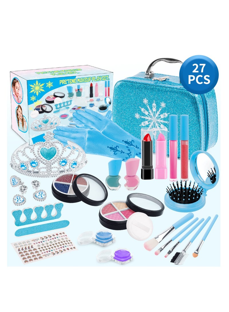 MIXDE Kids Makeup Kit for Girls, children's makeup set Kids Washable Makeup Set with Jewelry Box princess crown,Non Toxic Make Up Set, Play Makeup for Toddlers Gifts for Girls 27pcs - Image 2