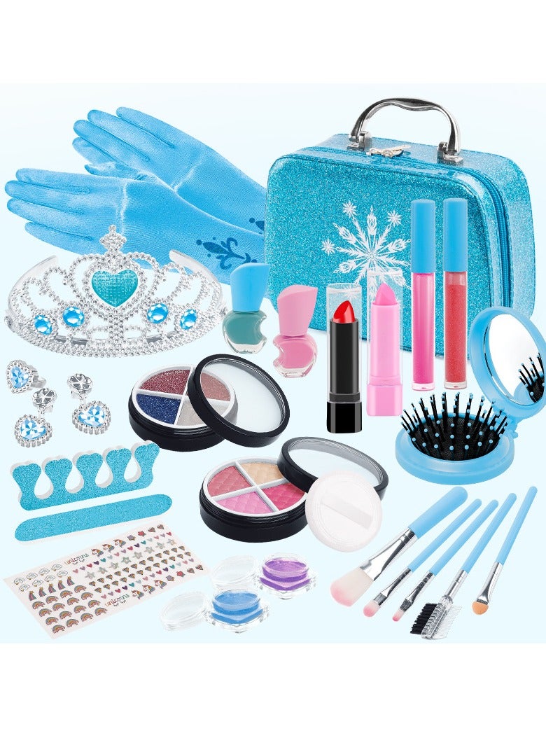 MIXDE Kids Makeup Kit for Girls, children's makeup set Kids Washable Makeup Set with Jewelry Box princess crown,Non Toxic Make Up Set, Play Makeup for Toddlers Gifts for Girls 27pcs - Image 1