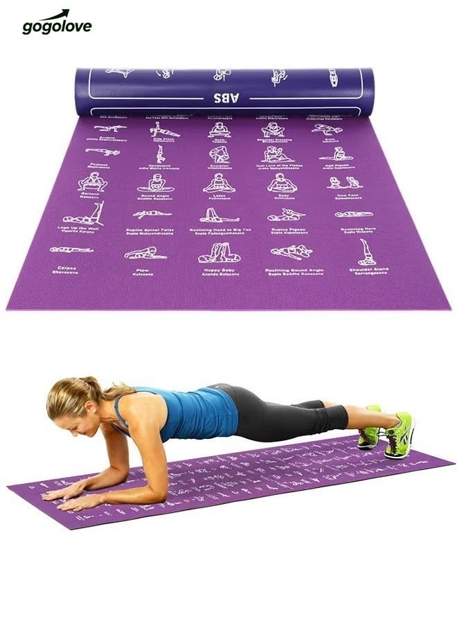 gogolove Yoga Mat for Women & Men – 4mm Thick, 68x24 Inch Non-Slip Fitness Mat with 75 Poses Printed | Eco-Friendly Workout & Pilates Mat for Home or Gym Use - Image 1