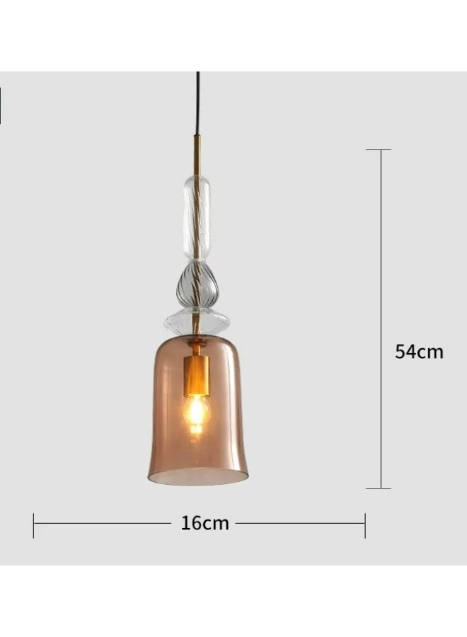باي فور ليس إضاءة عصرية من BUY4LESS  مصباح معلق فردي، مصباح، زجاج عتيق بني اللون، 15×60×150 سم، مناسب لغرفة النوم، غرفة المعيشة، المطبخ، المقهى، ارتفاع قابل للتعديل - Image 2
