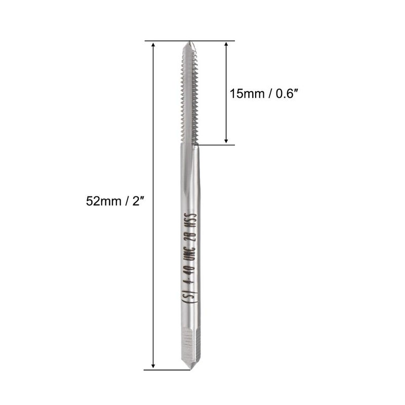 uxcell Machine Tap 4-40 UNC Thread Pitch 2B Class 3 Flutes High Speed Steel - Image 2