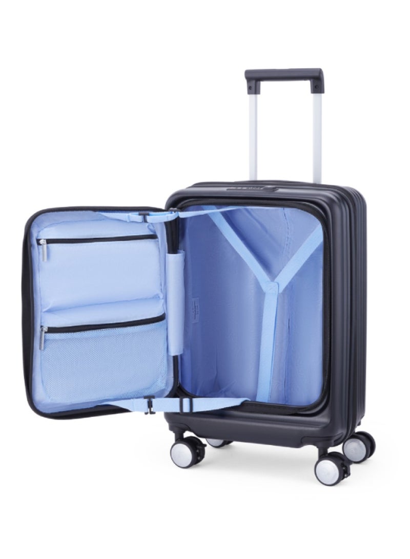 AMERICAN TOURISTER Trento + Suitcase, Cabin Size 54 cm / 20 inch, 4 Spinner Wheels, Hard Top, Polycarbonate, Black|Lightweight|DuoSaf™ Security Zipper|2 In 1 Optimov™ Shock Absorbing Wheels|Top Opening|Expandable - 3 Years International Warranty - Image 5