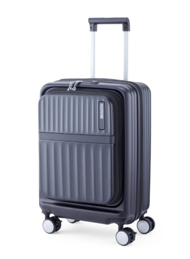 AMERICAN TOURISTER Trento + Suitcase, Cabin Size 54 cm / 20 inch, 4 Spinner Wheels, Hard Top, Polycarbonate, Black|Lightweight|2 In 1 Optimov™ Shock Absorbing Wheels|Book Opening|Expandable|TSA Lock|Waterproof Section - 3 Years International Warranty - Image 2