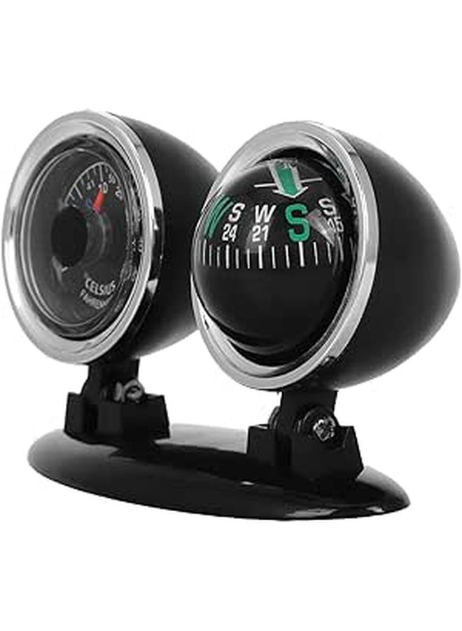 Car Dash Compass with Suction Cup 2-in 1 Thermometer for Vehicle Navigation - Image 1