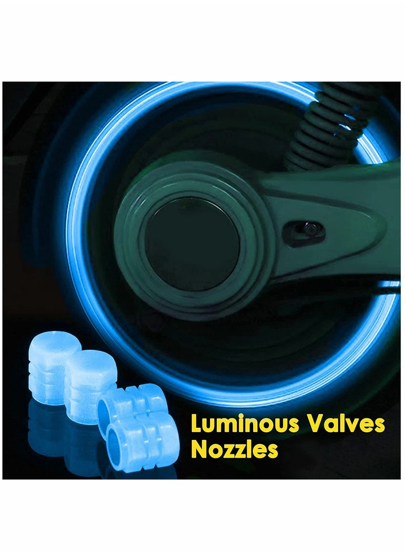 KASTWAVE - Car Tire Valve Cap, 12PCS Blue Fluorescence, Bike Motorcycle Noctilucous Illuminated Valve Cap, Universal Wheel Valve Caps for Car Truck Motorcycles Bike Tires, Need Sunlight to Absorb Energy - Image 1