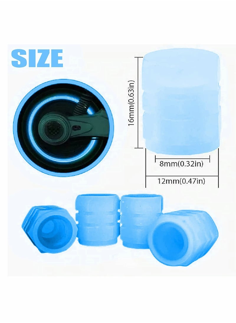 KASTWAVE - Car Tire Valve Cap, 12PCS Blue Fluorescence, Bike Motorcycle Noctilucous Illuminated Valve Cap, Universal Wheel Valve Caps for Car Truck Motorcycles Bike Tires, Need Sunlight to Absorb Energy - Image 1